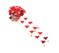 WOFASHPURET Horquilla de Novia Japonesa Borla Larga Roja, Pinza Cabello Ligera y Decorativa, Accesorio para Mujer en Boda y Vida Diaria