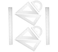 WOFASHPURET Juego 2 Reglas Triangulares Transparentes 30 Cm, Escuadra Isósceles y Cartabón, Material Escolar Geométrico para Dibujo, Transportador Plástico, Kit Dibujo Matemáticas Oficina