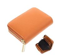 WOFASHPURET Leather Card Holder with Zippered Pocket Compact Wallet For Men and Women Fashionable Card Case For Credit ID and Business Cards