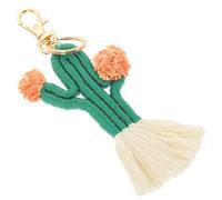 WOFASHPURET Llavero de Cactus Tejido a Mano Borla Bohemia, Colgante para Bolso Mujer, Accesorio Decorativo Macramé, Llavero de Planta Artesanal para Mochila y Cartera