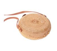 WOFASHPURET Mujer Casual de Ratan Mano Bandolera Redonda Mini para Ocasiones Especiales