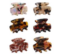 WOFASHPURET Pinzas Pelo Pequeñas Estampado de Leopardo, Juego de 6 Unidades en Acetato, Garras Antideslizantes para Cabello Fino y Rizado, Accesorios para Peinados y Cuidado Diario