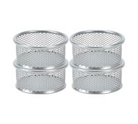 WOFASHPURET Porta Clips de Papel de Malla Metálica Plateada, Set de 4 Organizadores de Escritorio para Oficina y Escuela, Dispensador Multifuncional para Clips, Tornillos y Chinchetas, Ahorro