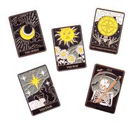 WOFASHPURET Set De Broches Esmaltados De Tarot Para Ropa, Pin Decorativo Creativo De Aleación, Unisex, 5 Piezas, Para Sombreros, Bufandas y Mochilas, Estilo Estético y Original
