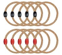 WOFEU 10pz Quoits Cuerda Anillo Toss Juegos Set,Juego de Lanzamiento de Anillas de Cuerda para Adultos y niños, Anillos de Lanzamiento Juegos de jardín y Juegos de césped para Fiestas