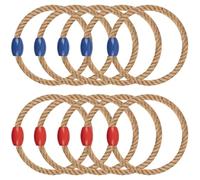 WOFEU 10pz Quoits Cuerda Anillo Toss Juegos Set,Juego de Lanzamiento de Anillas de Cuerda para Adultos y niños, Anillos de Lanzamiento Juegos de jardín y Juegos de césped para Fiestas