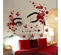 WOFEU Calcomanía de pared inspiradora, rosa bellezza femminile Adesivo murale viso con 12pz 3D farfalla, adesivo murale femminile fiducioso, decalcomanie d'arte per camera da letto soggiorno