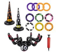WOFEU Halloween Anillo de Juegos de Lanzamiento, arañas inflables Sombrero de Bruja Anillo de Juego de Lanzamiento para los niños, Halloween favores del Partido al Aire Libre Juego de Fiesta en casa