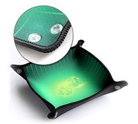 WOGAMAT Pista de Dados Plegable Flexible Verde Esmeralda para Juego de Mesa, jdr, yams, 421 Juega Donde Quieras Gracias a su Revestimiento de Neopreno y Sus Bordes recortados en Segundos