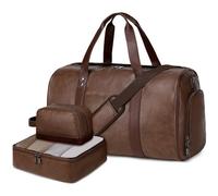 Wogarl 3 bolsas de fin de semana para mujer, bolsa de viaje grande para fin de semana, bolsa de viaje con compartimento para zapatos, Café, Moda