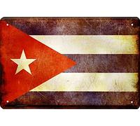 WOGEKA ART Cartel de chapa retro - Bandera Nacional de Cuba Cuba - Divertido mensaje como idea de regalo para cumpleaños Navidad para decoración, 20 x 30 cm, diseño vintage de metal 1230