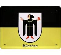 WOGEKA ART Cartel de chapa retro - escudo de Múnich Baviera - Divertido mensaje como idea de regalo para cumpleaños Navidad para decoración, 15 x 21 cm, diseño vintage de metal MJ 235