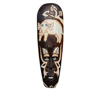 Wogeka - Máscara de pared de elefante de 50 cm - en estilo étnico africano de madera como idea de regalo para Navidad cumpleaños decoración - tallado a mano por Bali Maske45.50 (Maske45.50a)