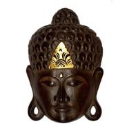 Wogeka - Noble máscara de pared de madera de Buda de 30 cm, Feng Shui, decoración de África, hecha a mano, talla dorada13