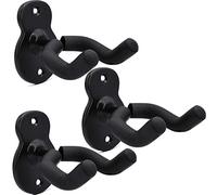WOGOD Perchas de pared para guitarra, paquete de 3 unidades, soportes de pared estilo guitarra, soportes para guitarra acústica, bajo eléctrico, ukelele clásico