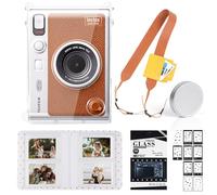 WOGOZAN Mini EVO - Kit de accesorios para cámara instantánea Fujifilm Instax Mini EVO con funda transparente Mini EVO, tapa de lente, correa marrón ajustable, mini álbum de fotos, protector de