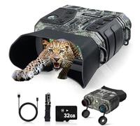 WOGREE Gafas de visión nocturna, prismáticos de visión nocturna 4K para adultos, 36 MP, rango de 1300 pies, zoom digital 8X, batería de 5000 mAh, linterna y brújula, visión infrarroja, tarjeta de 32