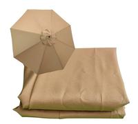 WOGTITYI Toldo de repuesto para sombrilla de 6.5 pies, 9 pies, 10 pies, paño de repuesto para sombrilla de jardín, cubierta de tela de 6 varillas/8 varillas, protección UV 30+, caqui, 10ft-6 Arms