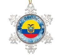 WoGuangis Adorno - Bandera de Ecuador adorno para árbol de Navidad, adornos de Ecuador, decoración de Navidad, regalo de recuerdo, viajero del mundo, regalos de recuerdo de Navidad, copo de nieve de