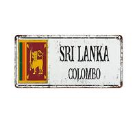 WoGuangis Letrero de metal para decoración de pared de Sri Lanka, bandera nacional de Sri Lanka, letrero de cueva de la ciudad de Colombo, regalo de recuerdo de país, letreros de metal vintage para