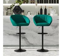 Wohenster Barhocker 2er Set Drehstuhl aus Stoff Barhocker Höhenverstellbar 80-101cm Grüner Bar Hocker mit Lehne Barstuhl Bar Stool Stühle Barstühle Tresenhocker Küchenhocker für Esszimmer Theke