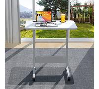 Wohenster Escritorio para Ordenador Regulable Altura, Mesa Auxiliar con Ruedas, Escritorio Elevable, Ranura para Taza, Soporte de Lectura, Mesa Portatil Multiusos para Sofá, Oficina, 60×40cm, Blanco