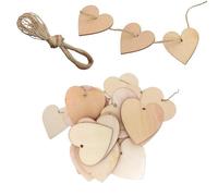 Wohlstand 50 piezas Corazones Madera,8x8cm Naturales Rústicos Sin Terminar Amor Adornos para Día de San Valentín, Decoración del Arbol de Navidad, Reserva de Chatarra, DIY Arte y Artesanía con Cordel