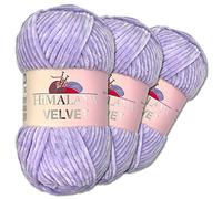 Wohnkult Himalaya 3 x 100 g Velvet Dolphin tejido de lana, 40 colores para elegir, hilo de tejer chenilla, lana esponjosa, brillo, accesorio, ropa, mantas (90005, lila)