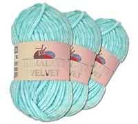 Wohnkult Himalaya 3 x 100 g Velvet Dolphin tejido de lana, 40 colores para elegir, hilo de tejer chenilla, lana esponjosa, brillo, accesorio, ropa, mantas (90006, azul bebé)