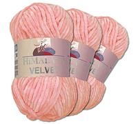 Wohnkult Himalaya 3 x 100 g Velvet Dolphin tejido de lana, 40 colores para elegir, hilo de tejer chenilla, lana esponjosa, brillo, accesorio, ropa, mantas (90019, rosa)