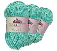 Wohnkult Himalaya 3 x 100 g Velvet Dolphin tejido de lana, 40 colores para elegir, hilo de tejer chenilla, lana esponjosa, brillo, accesorio, ropa, mantas (90035, turquesa)