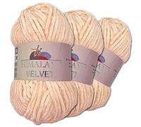 Wohnkult Himalaya 3 x 100 g Velvet Dolphin tejido de lana, 40 colores para elegir, hilo de tejer chenilla, lana esponjosa, brillo, accesorio, ropa, mantas (90053, rosa claro)