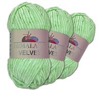 Wohnkult Himalaya 3 x 100 g Velvet Dolphin tejido de lana, 40 colores para elegir, hilo de tejer chenilla, lana esponjosa, brillo, accesorio, ropa, mantas (90007, menta)