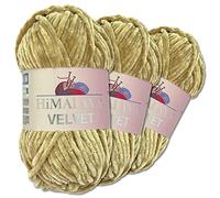 Wohnkult Himalaya 3 x 100 g Velvet Dolphin tejido de lana, 40 colores para elegir, hilo de tejer chenilla, lana esponjosa, brillo, accesorio, ropa, mantas (90017, arenisca)