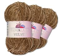 Wohnkult Himalaya 90037 - Ovillo de lana de delfín (3 x 100 g, 40 colores, para elegir, lana de felpilla, brillo y accesorios para ropa, mantas, color marrón)