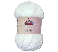 Wohnkult Himalaya Velvet Dolphin 90001 Ovillo de 100 g de lana aterciopelada, 40 colores para elegir, lana de felpilla, hilo de tricotar, accesorio para ropa, mantas (blanco nieve)
