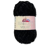 Wohnkult Himalaya Velvet Dolphin 90011 Lana aterciopelada, ovillo de 100 g, 40 colores a elegir, hilo de tricotar de felpilla, hilo brillante, accesorio para prendas y mantas (negro)
