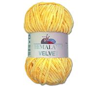 Wohnkult Himalaya Velvet Dolphin 90013 Lana aterciopelada, ovillo de 100 g, 40 colores a elegir, hilo de tricotar de felpilla, hilo brillante, accesorio para prendas y mantas (amarillo)