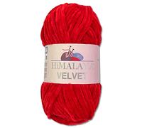 Wohnkult Himalaya Velvet Dolphin 90018 Lana aterciopelada, ovillo de 100 g, 40 colores a elegir, hilo de tricotar de felpilla, hilo brillante, accesorio para prendas y mantas (rojo)