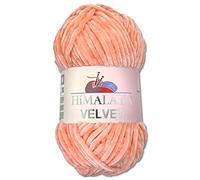 Wohnkult Himalaya Velvet Dolphin 90023 Lana aterciopelada, ovillo de 100 g, 40 colores a elegir, hilo de tricotar de felpilla, hilo brillante, accesorio para prendas y mantas (melocotón)