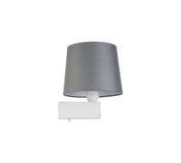 Wohnliche Aplique Con Interruptor Blanco Gris E27 Sofá Cama Wandleuchte Lectura
