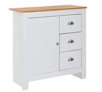 WOHNLING con 3 cajones 79x81x35 cm cómoda Blanco/Roble Moderno | Aparador Alto de diseño con Puerta | Cómoda Sala de Estar
