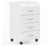 WOHNLING Contenedor de Rollo WL5.748 40 x 70,5 x 33 cm Blanco | Contenedor de Escritorio Armario Enrollable 4 cajones | Cajonera Moderna con Ruedas | Stand contenedor Contenedor de Oficina