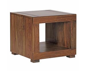 WOHNLING Couchtisch Mumbai Massiv-Holz Sheesham 50 cm breit Wohnzimmer-Tisch Design Dunkel-Braun Landhaus-Stil Beistelltisch