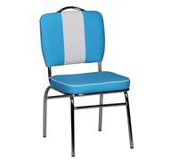 WOHNLING Elvis American Diner 50s Retro | Asiento tapizado con Respaldo | Silla de Comedor Color Azul Blanco