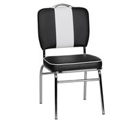 WOHNLING Elvis American Diner 50s Retro | Asiento tapizado con Respaldo | Silla de Comedor Color Negro Blanco