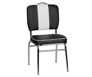 WOHNLING Elvis American Diner 50s Retro | Asiento tapizado con Respaldo | Silla de Comedor Color Negro Blanco