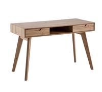 Wohnling Escritorio de 120 x 55 x 77 cm, decoración de roble con espacio de almacenamiento, mesa de oficina escandinava con cajones, mesa de ordenador HomeOffice con patas de madera maciza
