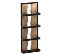 Wohnling Estantería de pared 30 x 80 x 10 cm mango madera maciza/metal estante colgante industrial | diseño flotante rectangular | estantería colgante salón | estantería de madera pared con 4 estantes