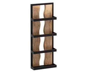 Wohnling Estantería de pared 30 x 80 x 10 cm mango madera maciza/metal estante colgante industrial | diseño flotante rectangular | estantería colgante salón | estantería de madera pared con 4 estantes